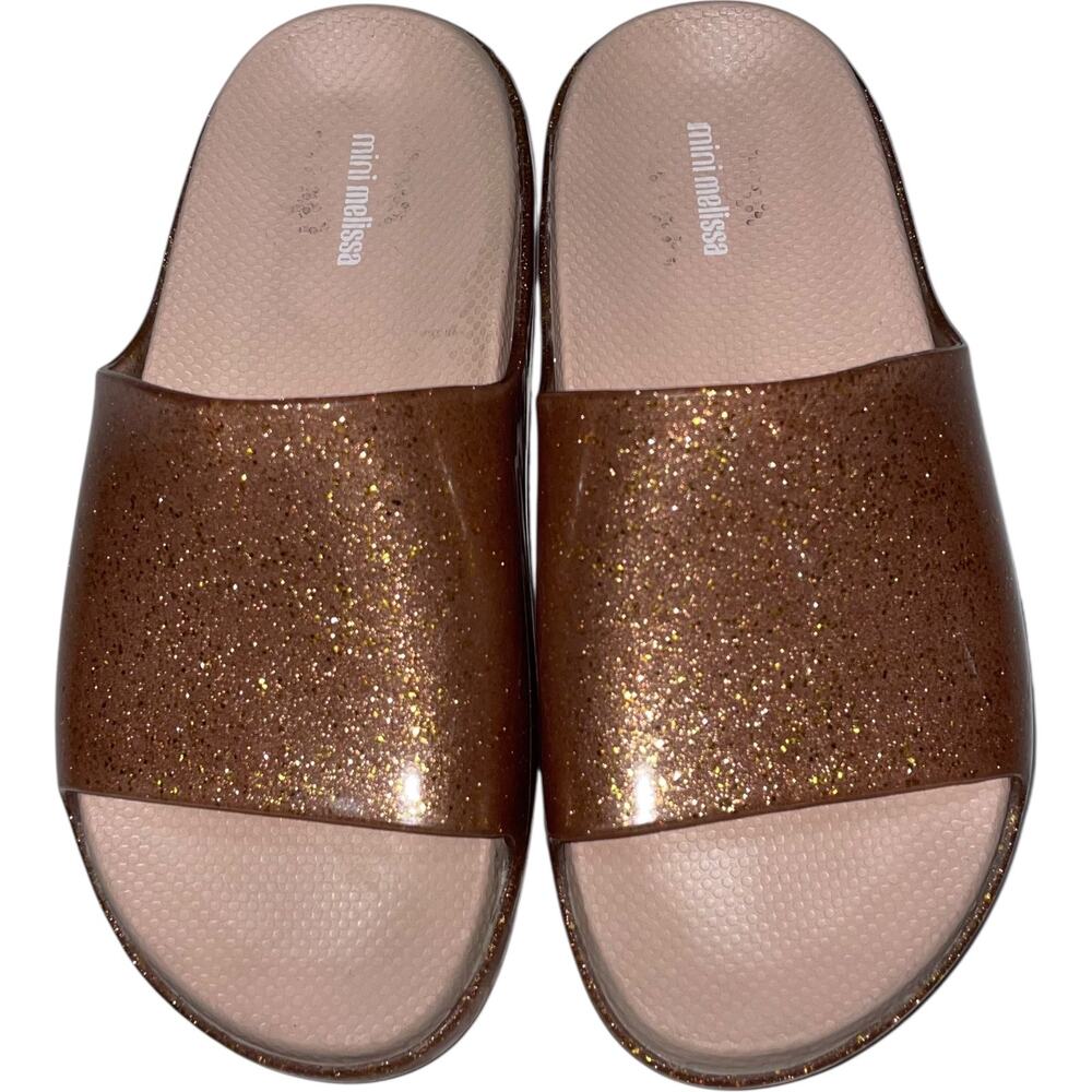 Mini Melissa Rose Gold PinkGlitter Cloud Slide Jelly Sandals   Size: US 13 Girls